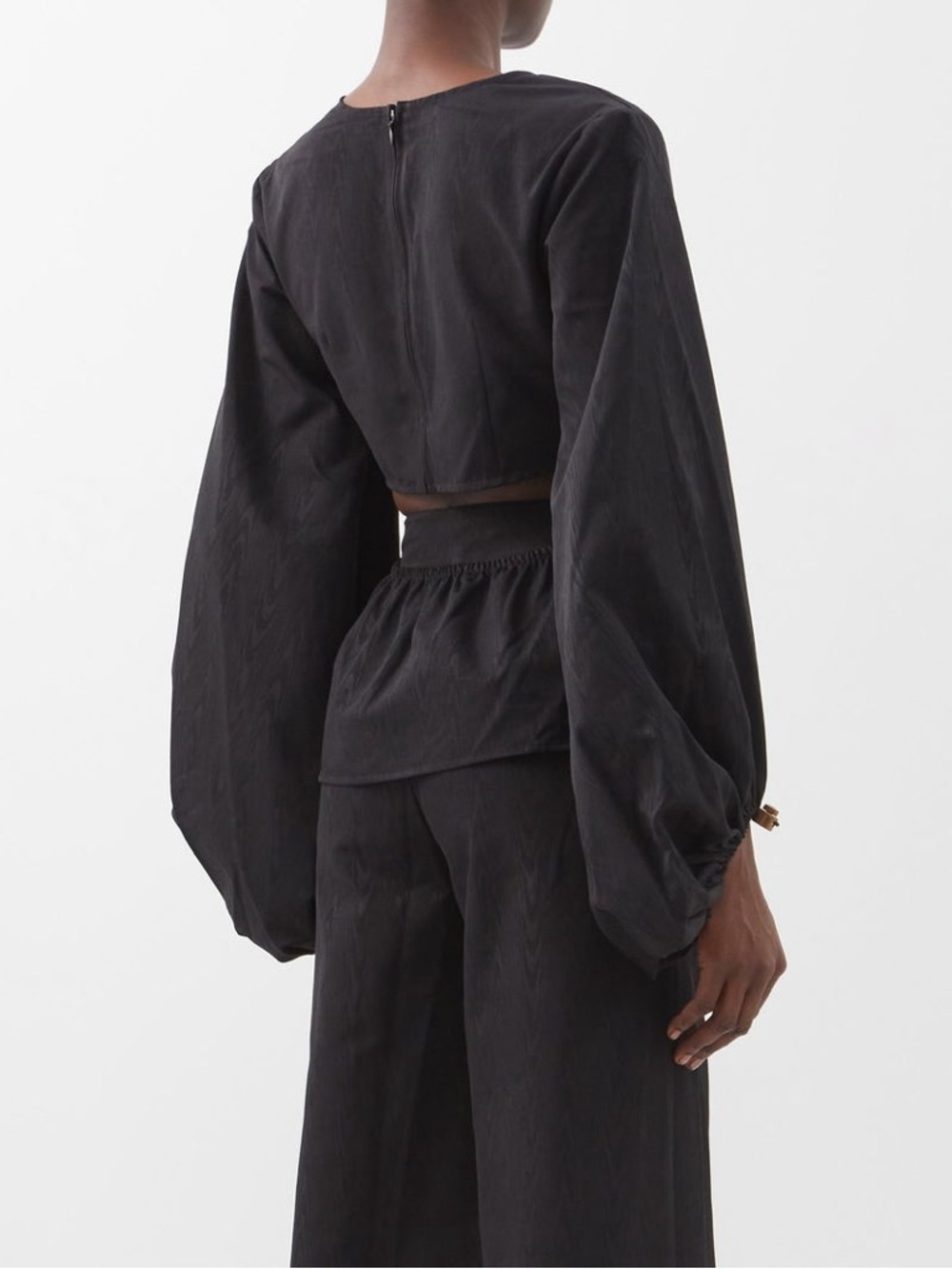 STAUD Ivy Black Cut Out Peplum Top - Picture 6 of 8